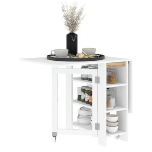 HOMCOM Mesa Plegable con Alas Abatibles Mesa de Comedor Ple…