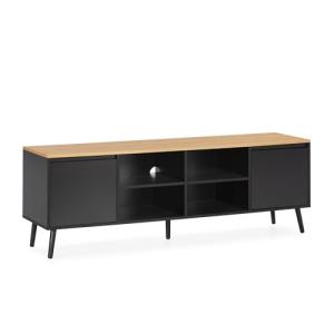 HOMN LIVING Mueble TV Desi 2 Puertas Color Negro, 160 cm (A…