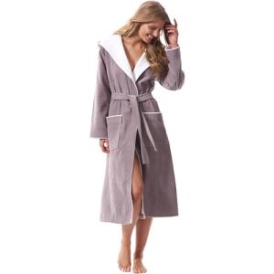 Morgenstern Albornoz de Baño Mujer Capucha Algodón Pardo M…