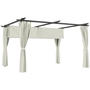 Outsunny Pérgola de Aluminio con Techo Retráctil Pérgola 4x…