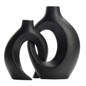 Gevvnss Juego de 2 Jarrones Decorativos Modernos,Jarron Neg…