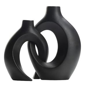Gevvnss Juego de 2 Jarrones Decorativos Modernos,Jarron Neg…