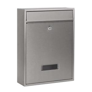 Wiltec Buzón de pared color plata V10, buzón de pared con c…