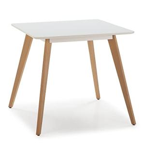 HOMN LIVING Mesa de Comedor Aroa 80x80 cm Blanco, Patas de…
