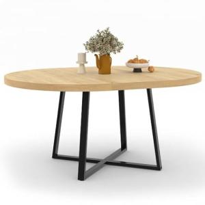 IDMarket Selma – Mesa de comedor extensible redonda para 4-…