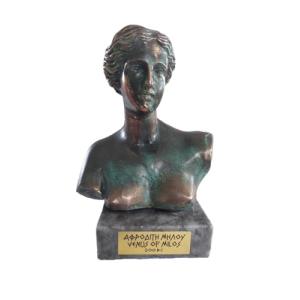 Escultura de busto de bronce con base de mármol, mitología…
