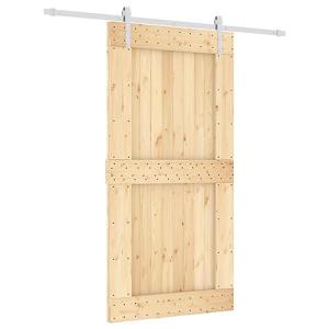 vidaXL Puerta corredera con herrajes Madera Maciza de Pino…