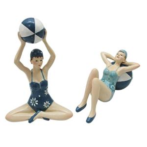 BY SIGRIS Figura niña sentada 2 Unidades Azul de Resina 20X…