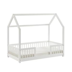 BAÏTA Cama cabaña con barreras Tiny Pino Macizo Blanco 70x1…