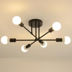 Goeco Lámpara de Techo Industrial, 6 Luces E27 Plafon de Te…