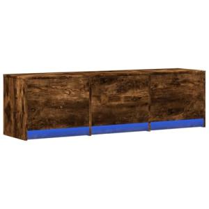 vidaXL Mueble de TV LED Madera ingeniería Roble Ahumado 140…