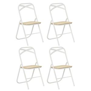 LuxNook Silla Plegable de Metal, Juego de 4 con Metal y MDF…