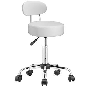 BAKAJI Taburete con Ruedas y Respaldo, Silla de Trabajo gir…
