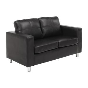 Vente-unique-Sofá 2 plazas de Piel sintética Ackley - Negro…