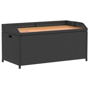 vidaXL Banco con almacenaje Madera Acacia ratán PE Negro 10…