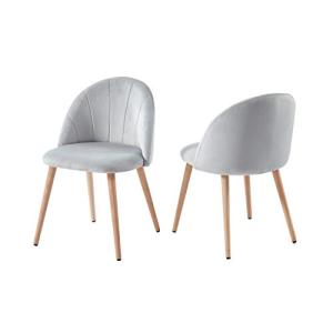 BAÏTA Shell Juego de 2 sillas, Terciopelo, Gris, L52 x p53,…