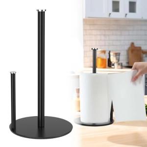 Portarrollos de cocina negro de pie - Robusto toallero de p…