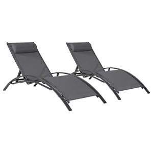 Happy Garden Juego de 2 tumbonas de textileno Gris Galapago…