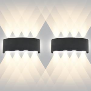 URHRHU 2Pz Aplique LED de Pared Interior/Exterior 8W Negro…