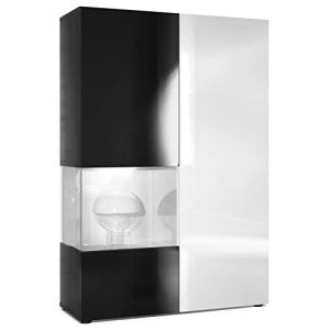 Vladon Vitrina Cómoda Morena, Cuerpo en Negro Mate/Puerta D…
