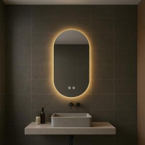 Bayt Espejo de baño – Espejo de pared ovalado con iluminaci…