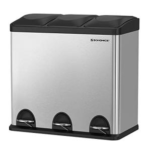 SONGMICS Cubo de Reciclaje 54L, Cubo de Basura, Cubo de Ped…