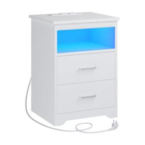 KIMENICH Mesita de Noche con Iluminación LED, Mesilla de No…