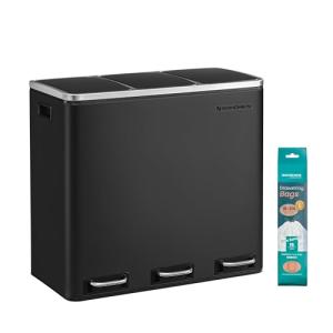 SONGMICS Cubo de Basura para Cocina, 3 x 18 L, 3 Compartime…