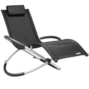 CASARIA® Tumbona Mecedora Negro Plegable Balancín Ergonómic…