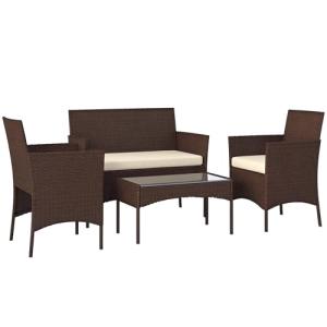 Outsunny Conjunto Jardín Exterior de Ratán con Cojines Conj…