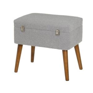 DRW Puf arcon de Tejido y MDF en Gris Oscuro y Natural