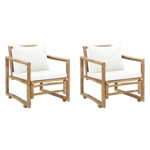 vidaXL 2X Sillas de Jardín Bambú 60x65x72 cm Sillón de Exte…