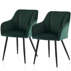 TUKAILAi Juego de 2 sillas de Comedor de Terciopelo con rep…
