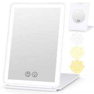 WEILY Espejo Maquillaje con Luz, 5X Espejo Aumento, 3 Regul…