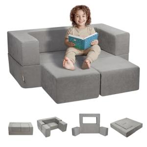 VEVOR Sofá Modular para Niños, 4 Piezas, Sofá Convertible N…