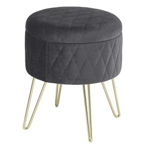 WOLTU Puff Asiento Almacenaje Terciopelo Redondo/Otomana Ta…