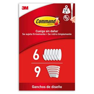 Command Ganchos de Diseño Medianos, Blanco - 6 Ganchos y 9…