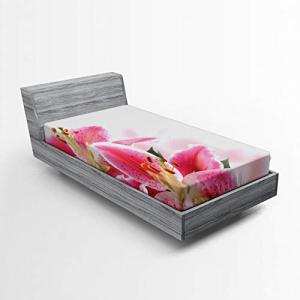 ABAKUHAUS Rosa y Blanco Sábana Elastizada, Lirios Ramo, Sua…