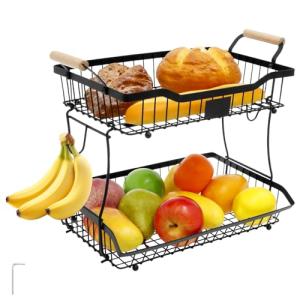 harupink Soporte para frutas con 2 niveles, frutero de mate…