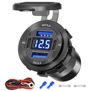 Cargador de coche USB de 84 W, 4 puertos, 12 V/24 V, con do…