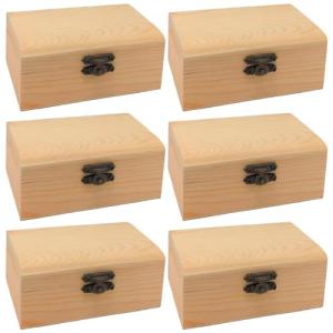 Tradineur - Pack de 6 Cajas de Madera Rectangular, Tapa con…