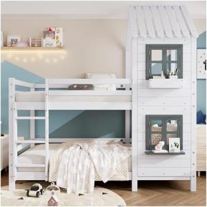 Lubvtti Litera Infantil 90 x 200 cm con pasamanos y Ventana…