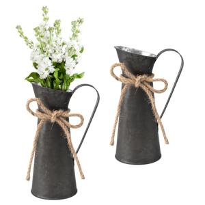 HENGBIRD 2 Jarrones para Flores Metal Estilo Rústico Jarron…