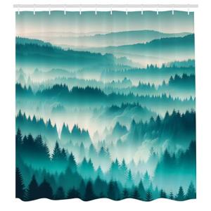 ABAKUHAUS Turquesa Cortina de Baño, Escena Boscosa Brumosa…