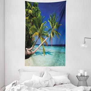 ABAKUHAUS Paisaje Tapiz de Pared y Cubrecama Suave, Palmas…