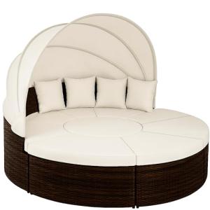 CASARIA Cama Isla de Jardín XXL Ø230cm 2en1 Tumbona Polirat…