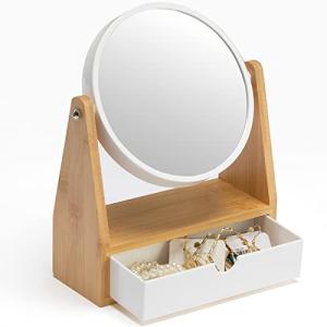 YEAKE Espejo de maquillaje de tocador con soporte de bambú…