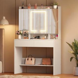 YITAHOME Tocador con iluminación LED, tocador con Espejo, 3…