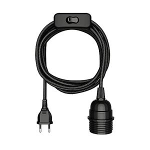 ledscom.de Cable textil LEKA, enchufe, interruptor, negro,…