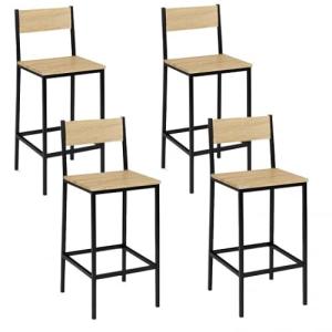 IDMarket – Juego de 4 taburetes de bar Detroit con respaldo…